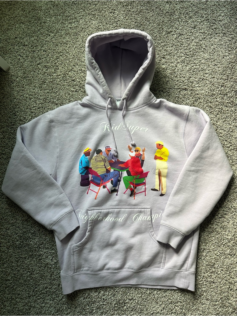 Kidsuper Lilac PURPLE Graphic Logo Fleece Pullover Hoodie Streetwear Hype NYC